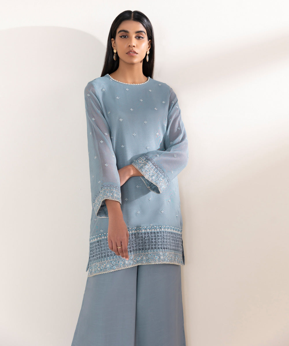 Women's Pret Khaddi Net Blue 2 Piece Suit