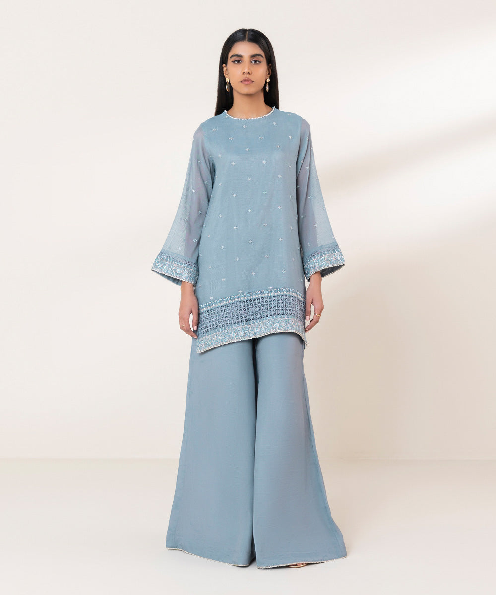 Women's Pret Khaddi Net Blue 2 Piece Suit