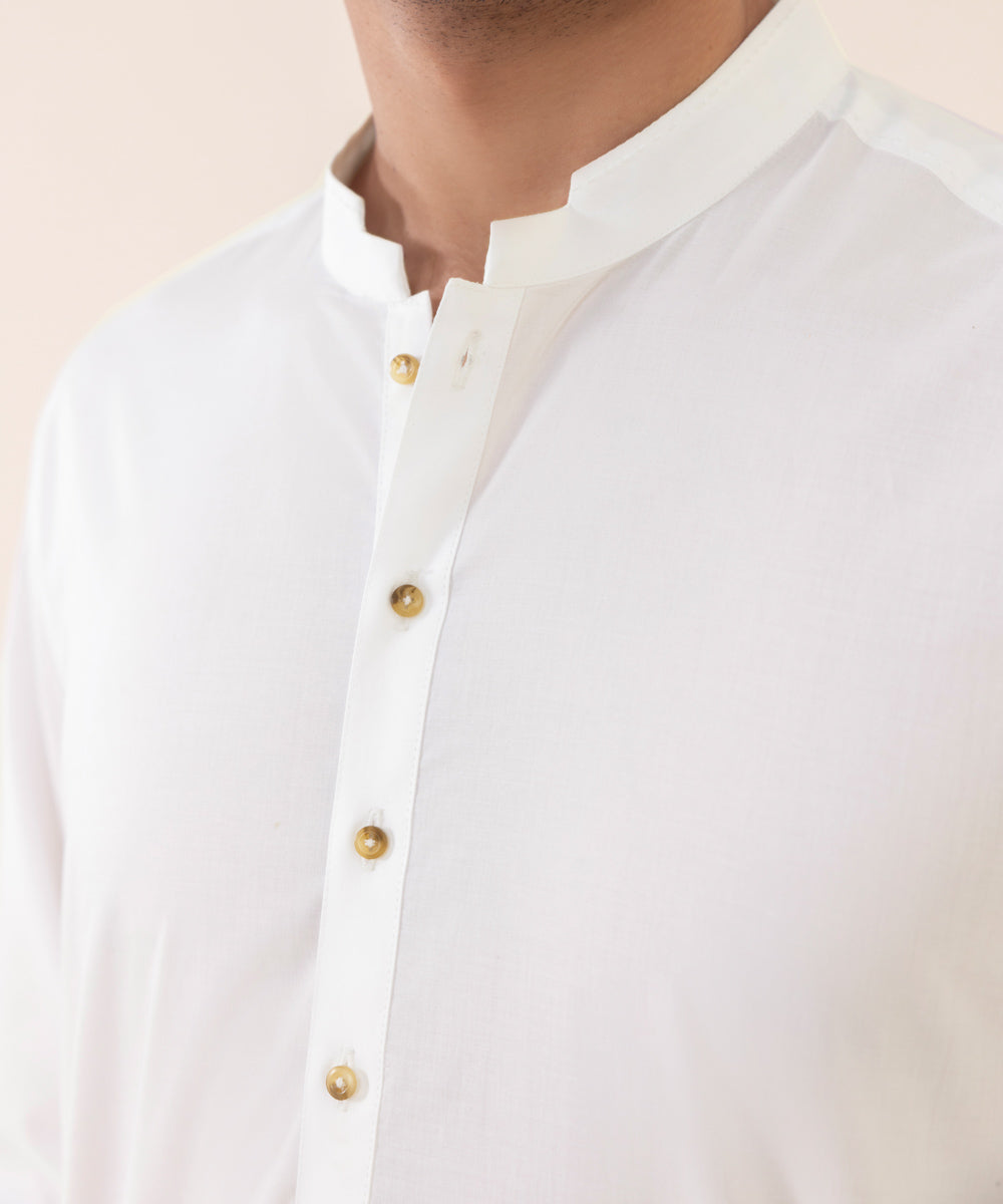 Men's Stitched Summer Cotton Egg White Straight Hem Suit