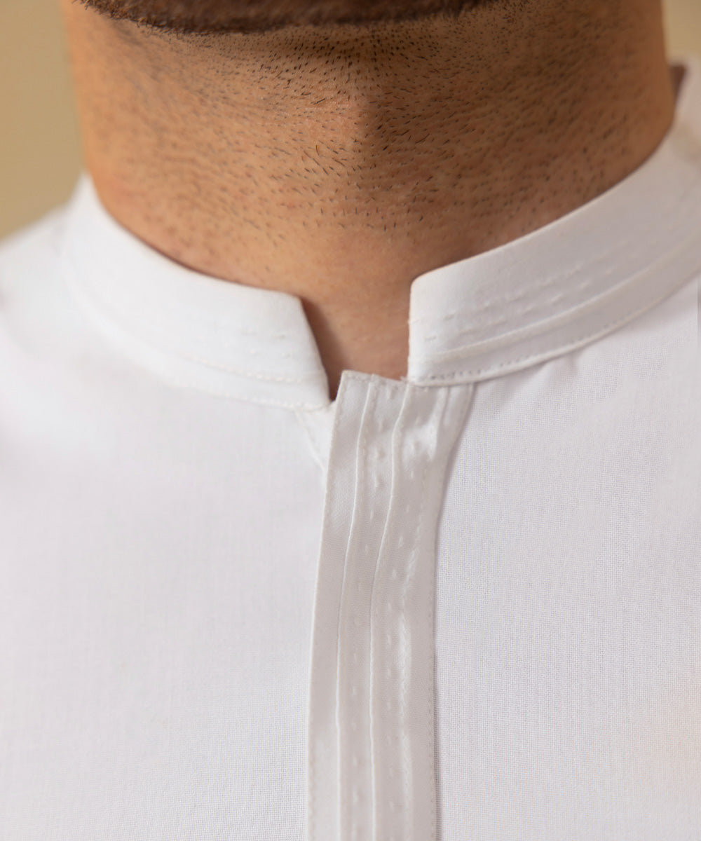 Men's Stitched Winter Wash & Wear White Straight Hem Kurta Shalwar