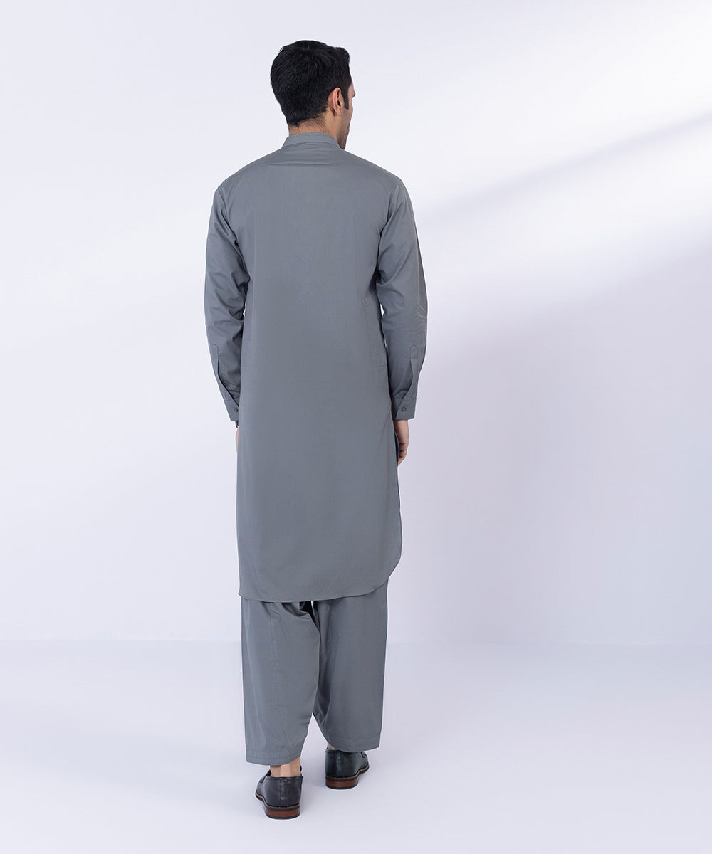 Men's Stitched Grey Fine Cotton Suit