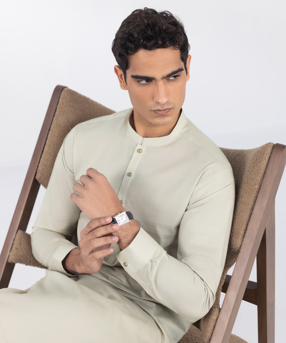 Men's Stitched Luxury Egyptian Cotton Beige Suit