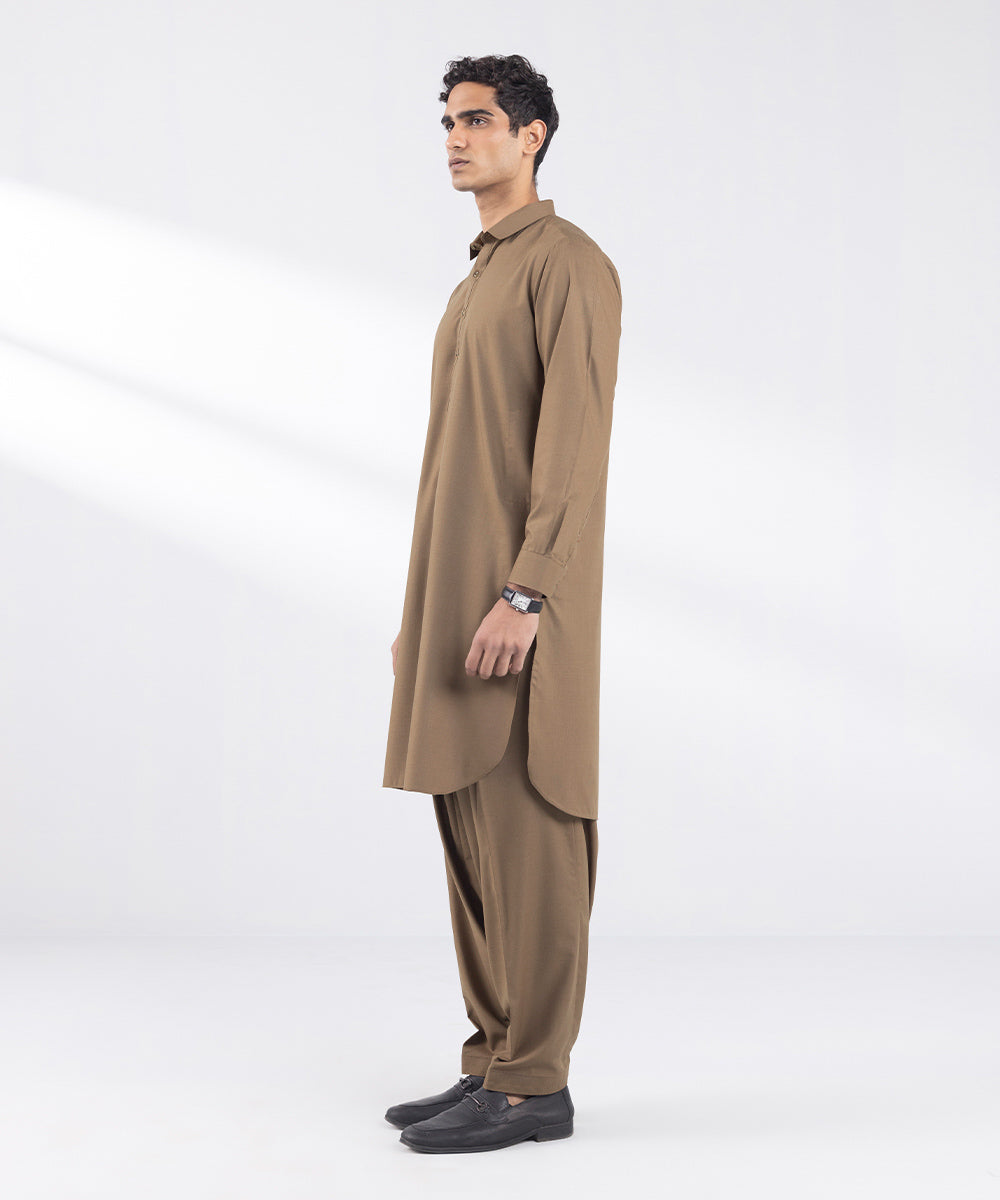 Men's Stitched Premium Wash and Wear Brown Suit