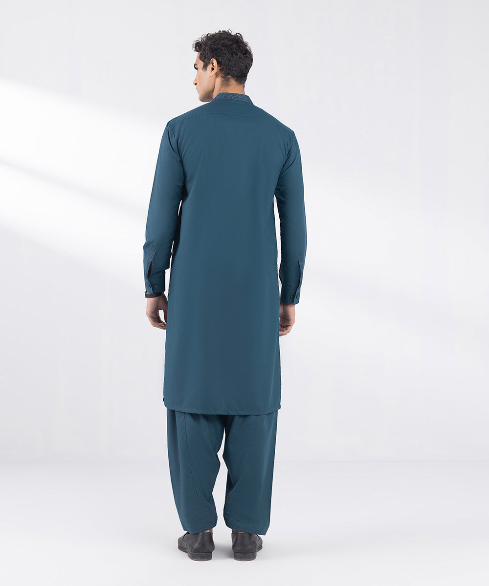 Men's Stitched Premium Wash and Wear Green Suit