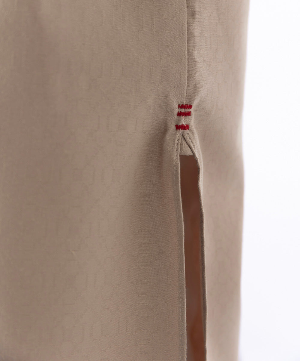 Men's Stitched Khaki Wash & Wear Self Texture Kurta