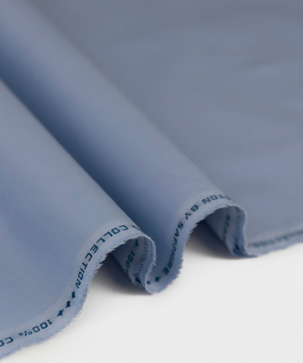 Men's Unstitched Fine Latha Blue Full Suit Fabric