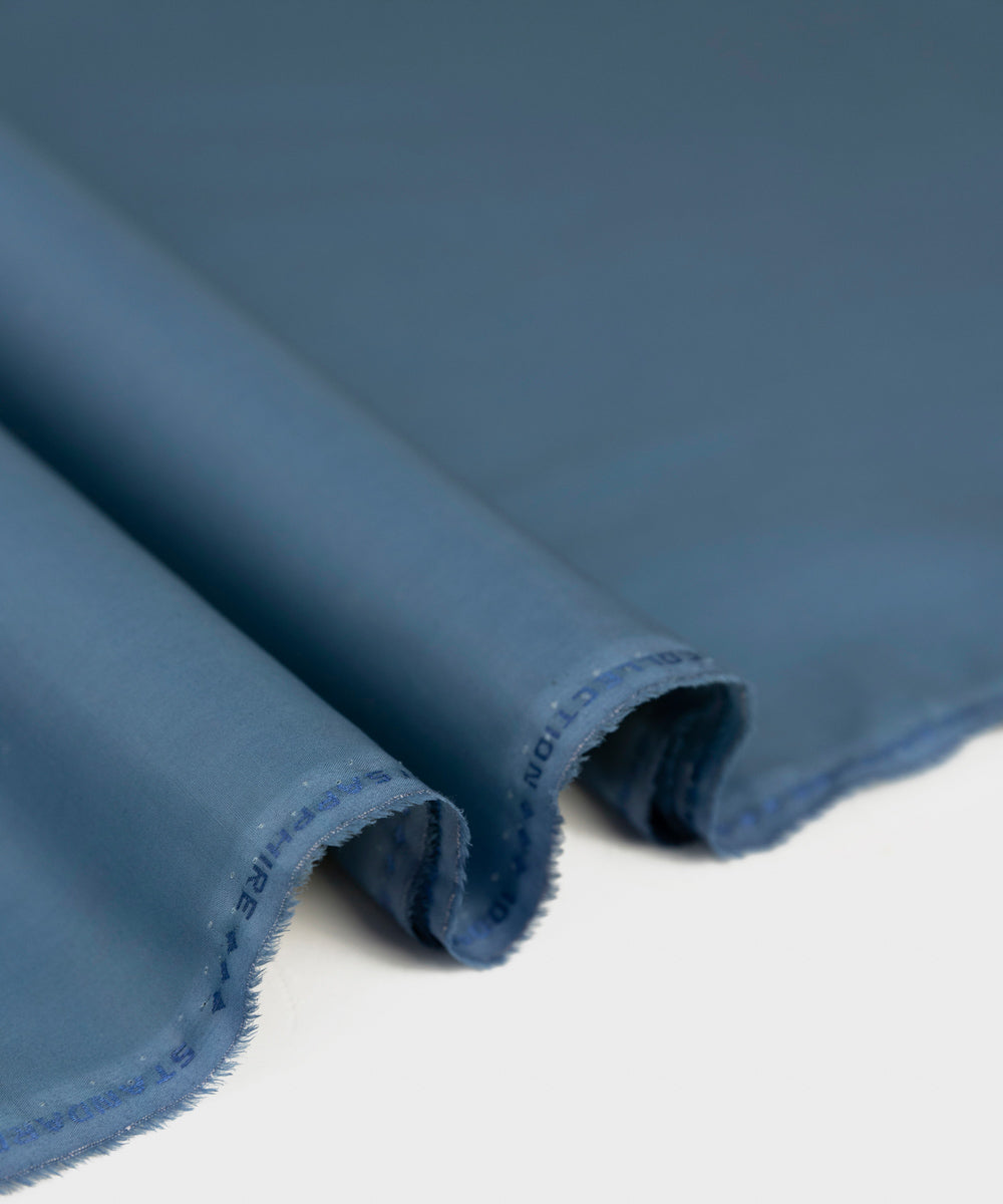 Men's Unstitched Fine Latha Marine Blue Full Suit Fabric