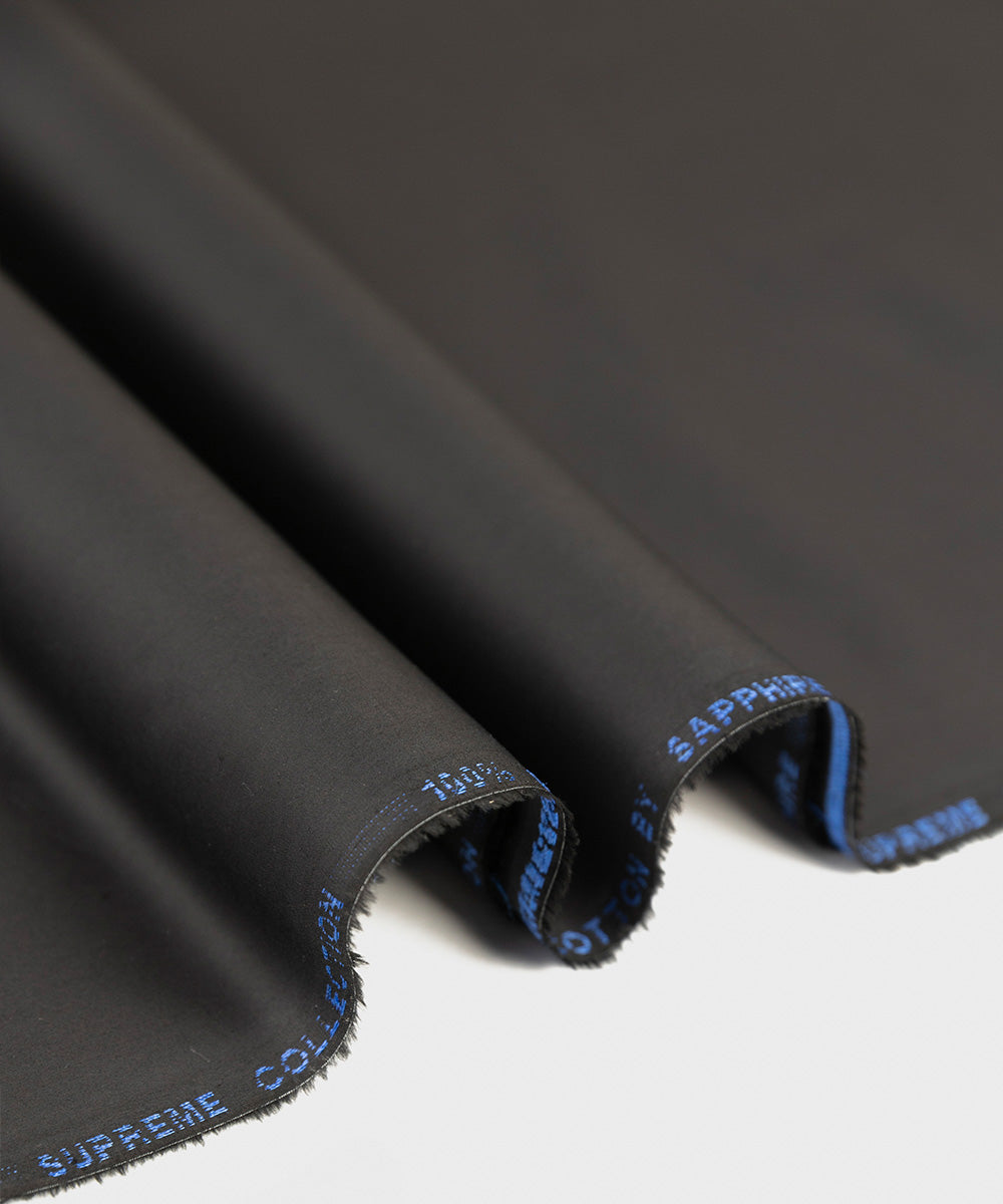 Men's Unstitched Luxury Giza Cotton Black Full Suit Fabric