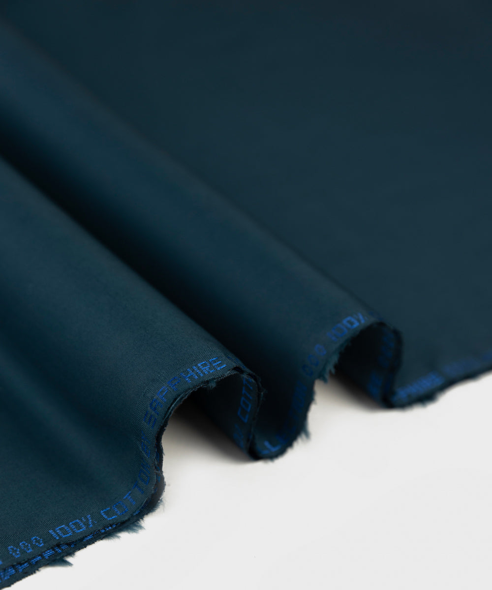 Men's Unstitched Fine Cotton Teal Blue Full Suit Fabric
