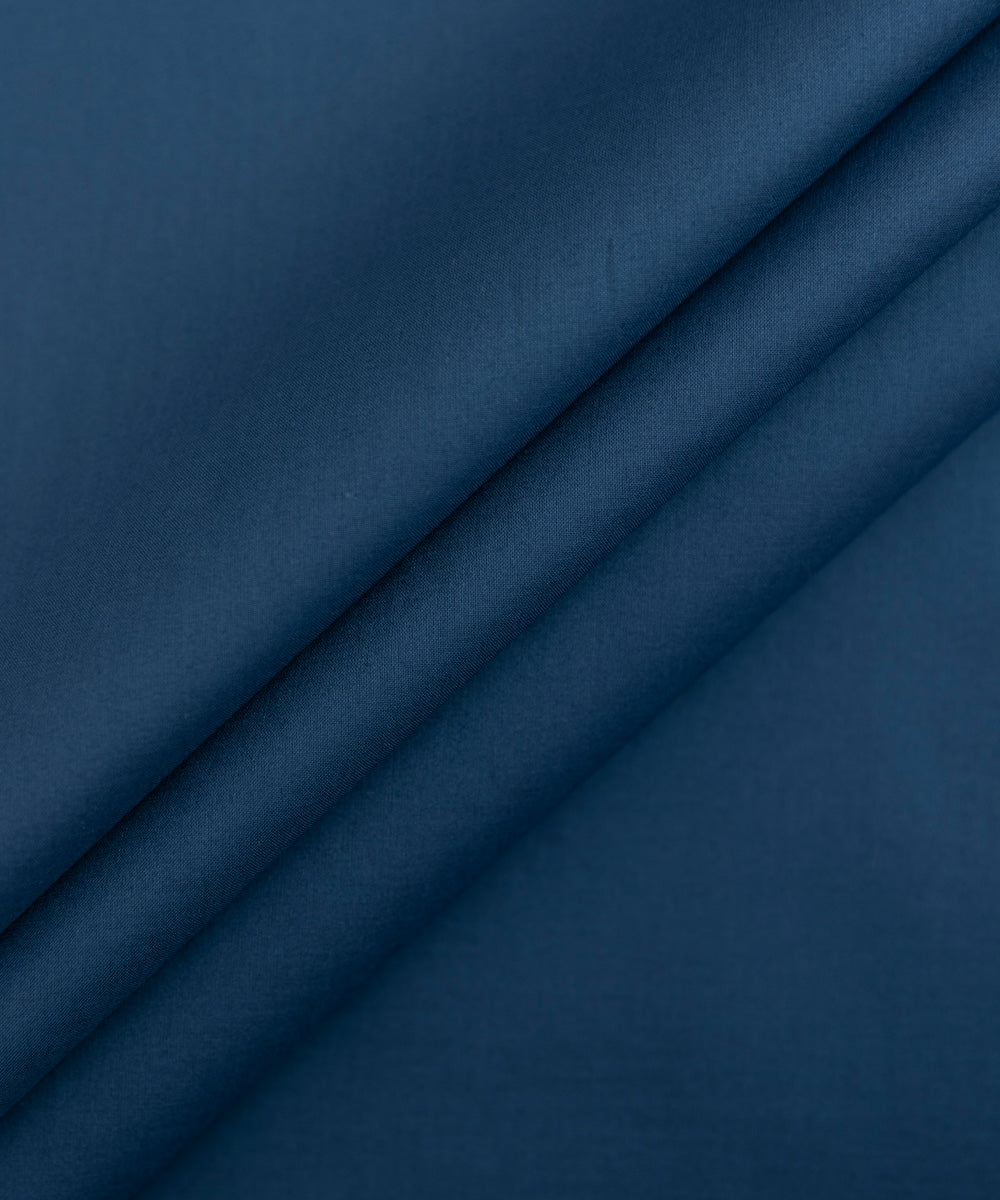 Men's Unstitched Fine Cotton Fabric Blue Full Suit Fabric