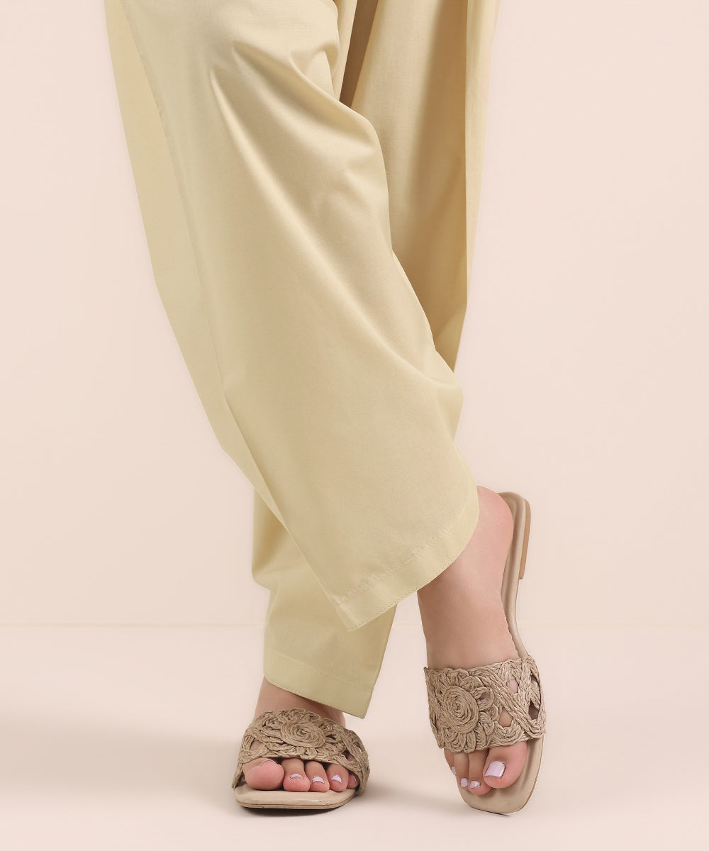 Women's Pret Cambric Beige Dyed Shalwar