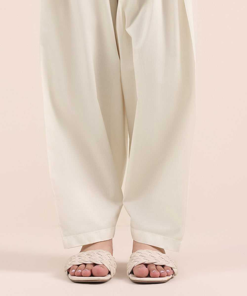 Women's Pret Cambric Off White Dyed Shalwar