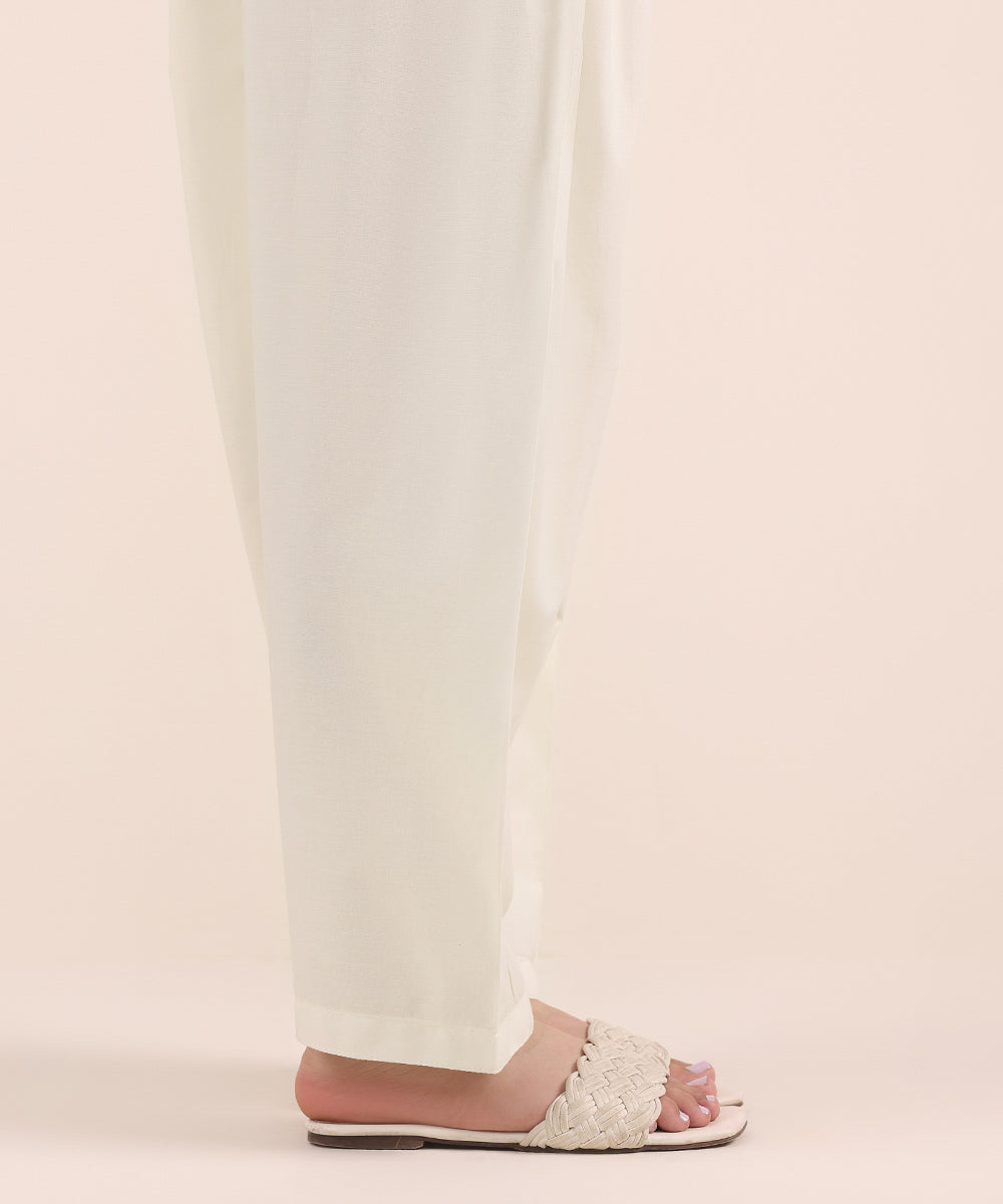 Women's Pret Cambric Off White Dyed Shalwar