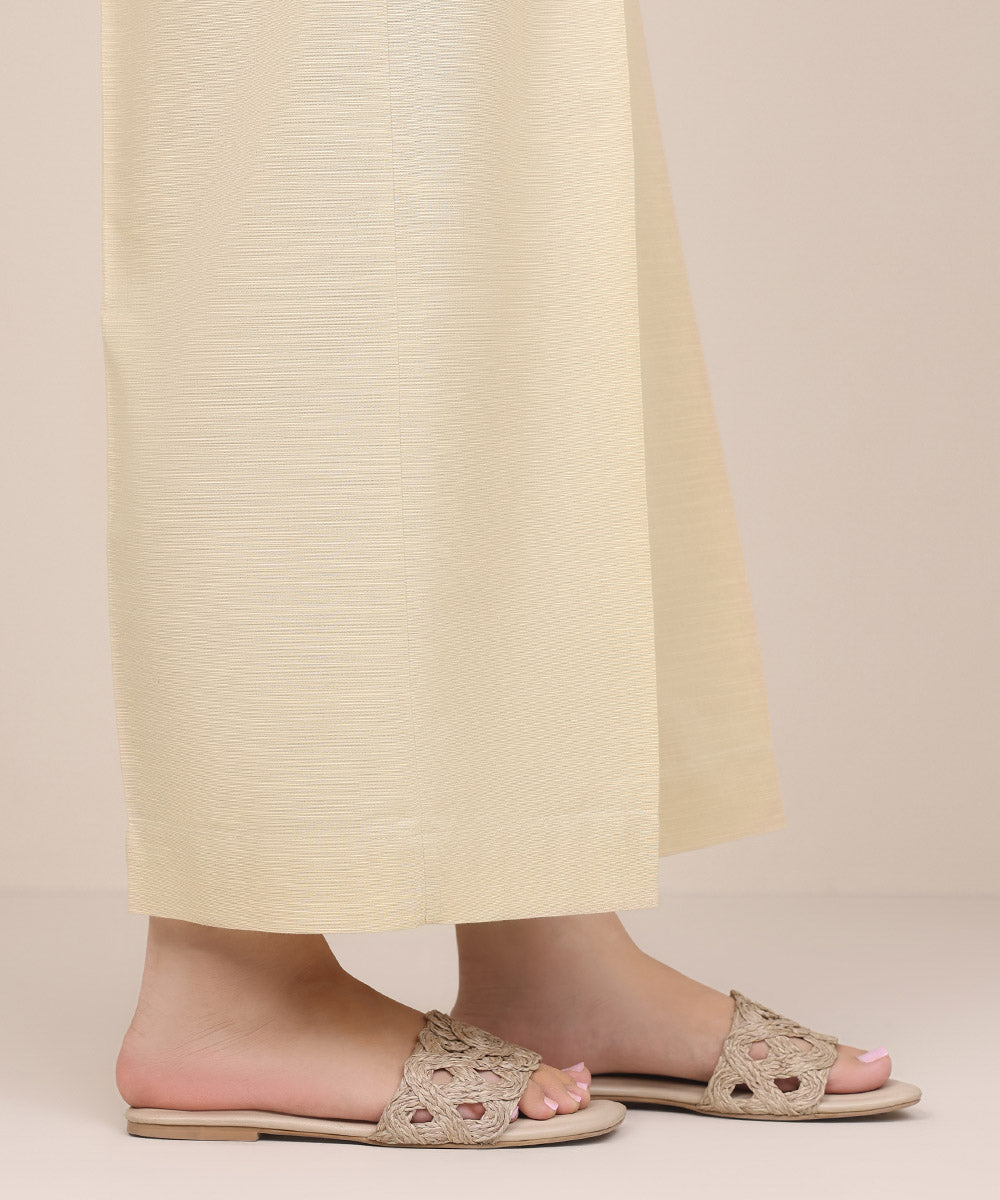 Women's Pret Khaddar Beige Solid Culottes