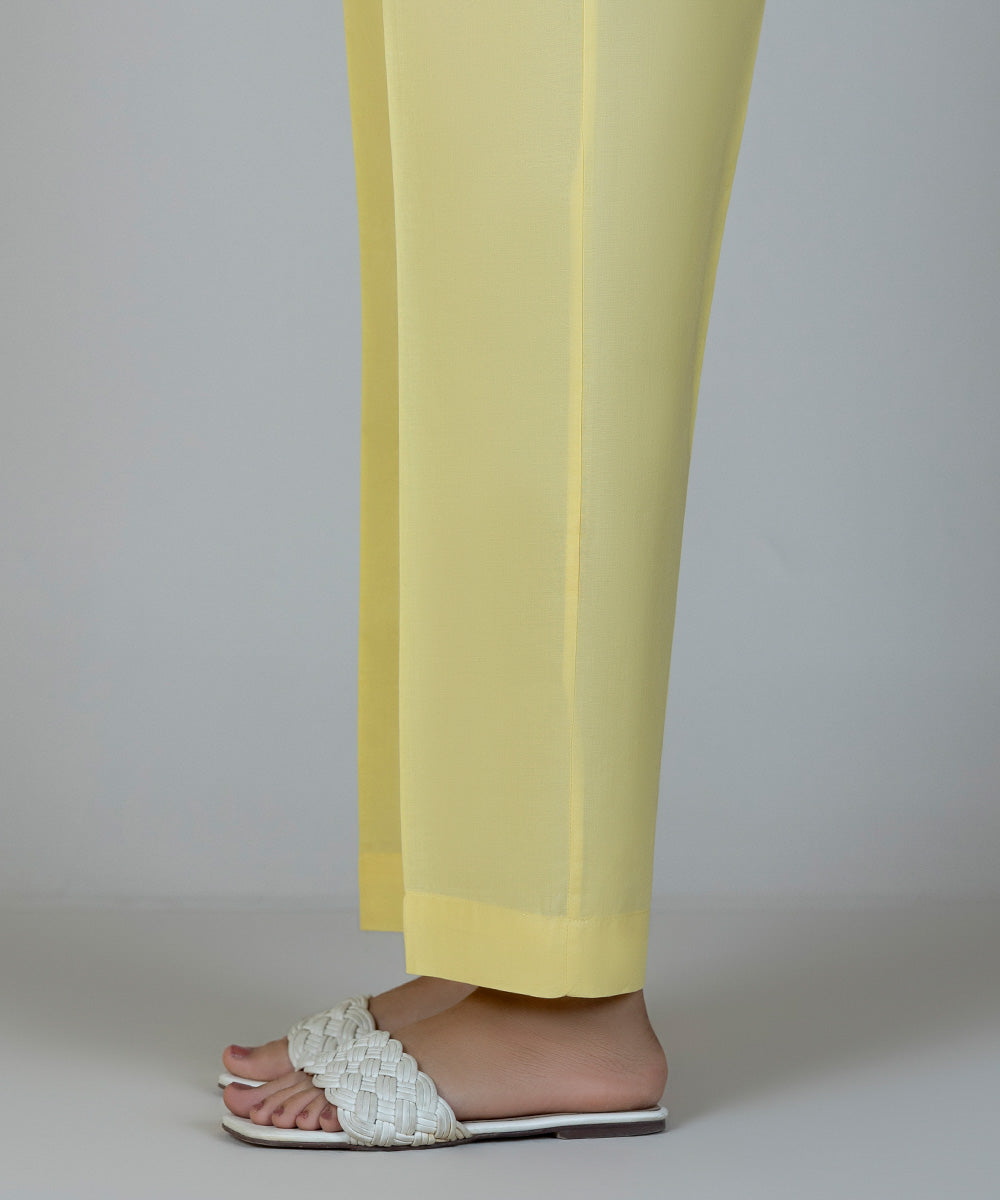 Women's Pret Cambric Yellow Dyed Straight Pants