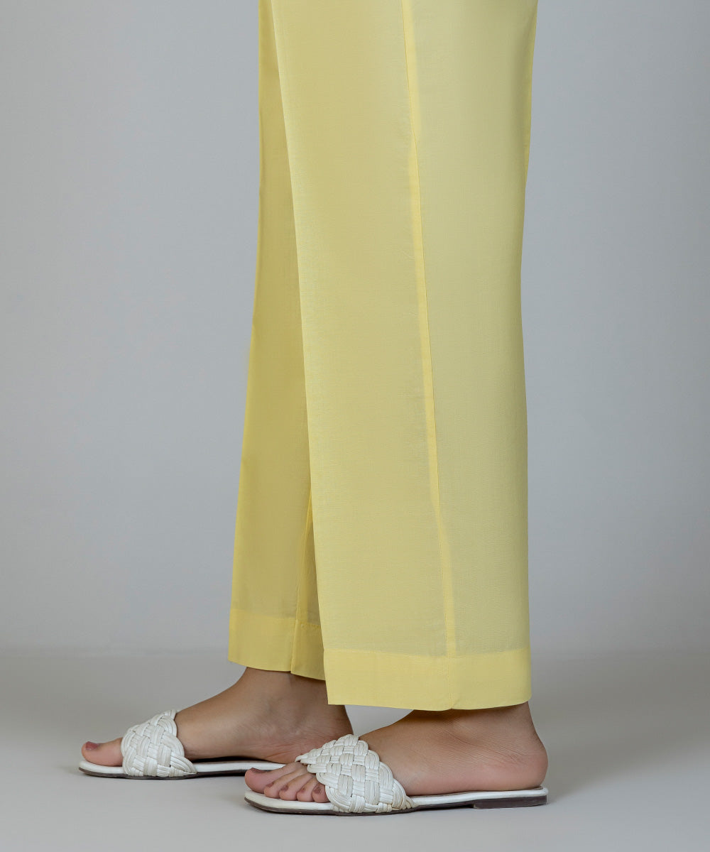 Women's Pret Cambric Yellow Dyed Straight Pants