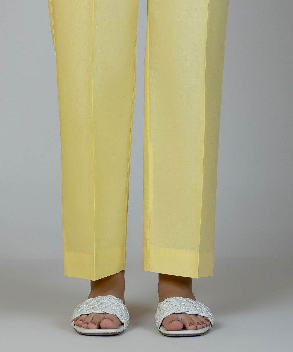 Women's Pret Cambric Yellow Dyed Straight Pants