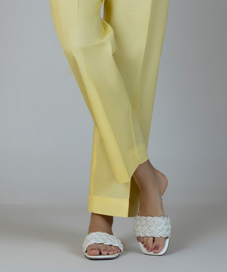 Women's Pret Cambric Yellow Dyed Straight Pants