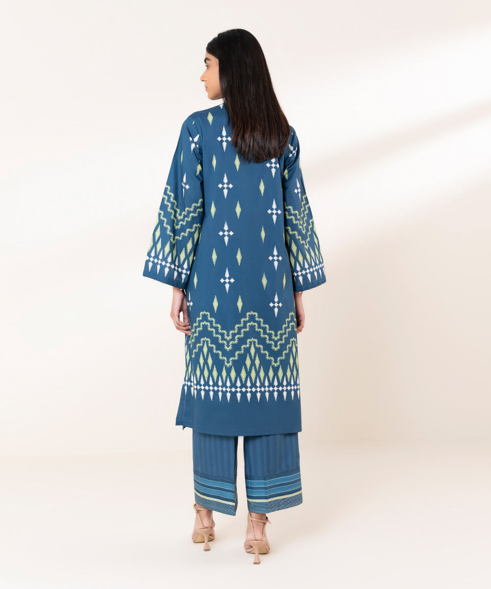 Women's Pret Lawn Printed Embroidered Blue A-Line Shirt