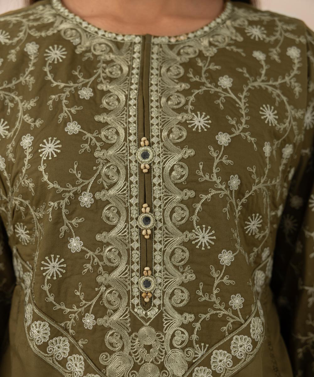Women's Pret Textured Lawn Brown Dyed A-Line Shirt