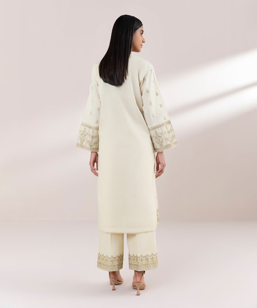 Women's Pret Zari Lawn Embroidered Beige A-Line Shirt