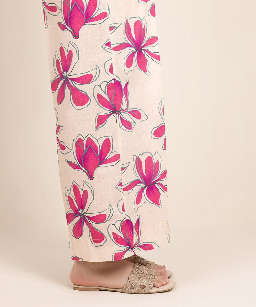 Women's Pret Cotton Viscose Printed Pink Culottes