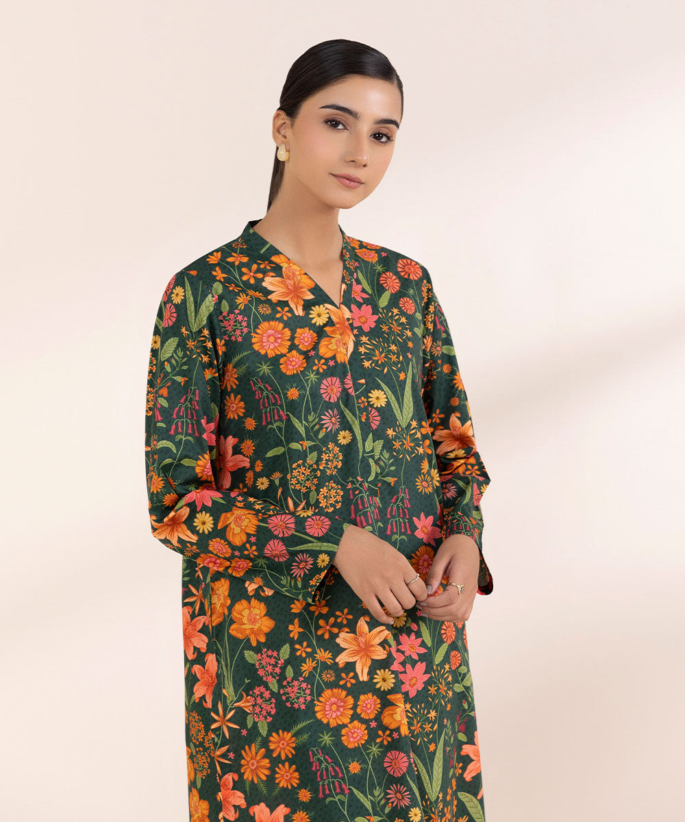 Women's Pret Cotton Viscose Printed Multi Straight Shirt