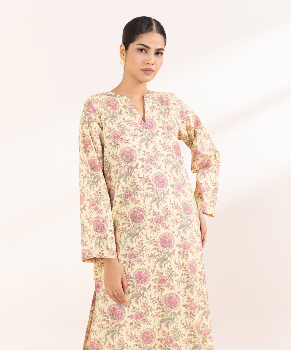 Women's Pret Cotton Viscose Printed Multi Straight Shirt