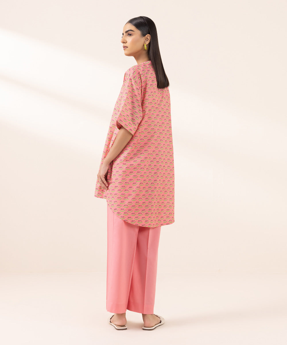 Women's Pret Lawn Printed Pink Boxy Shirt