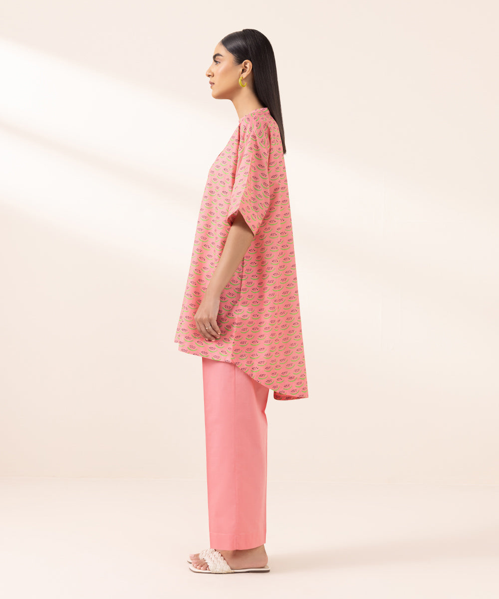 Women's Pret Lawn Printed Pink Boxy Shirt