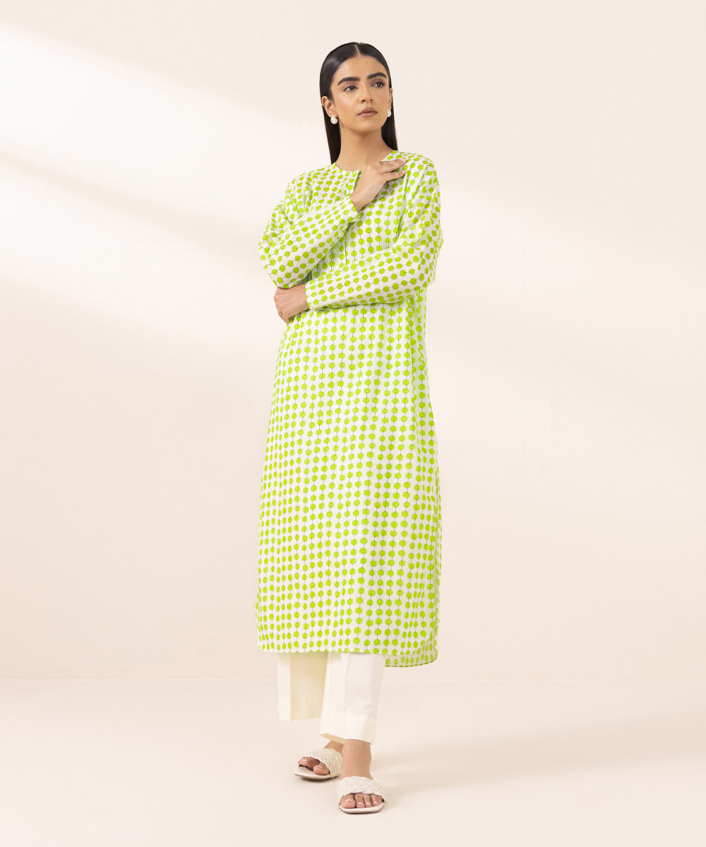 Women's Pret Lawn Printed Green Straight Shirt