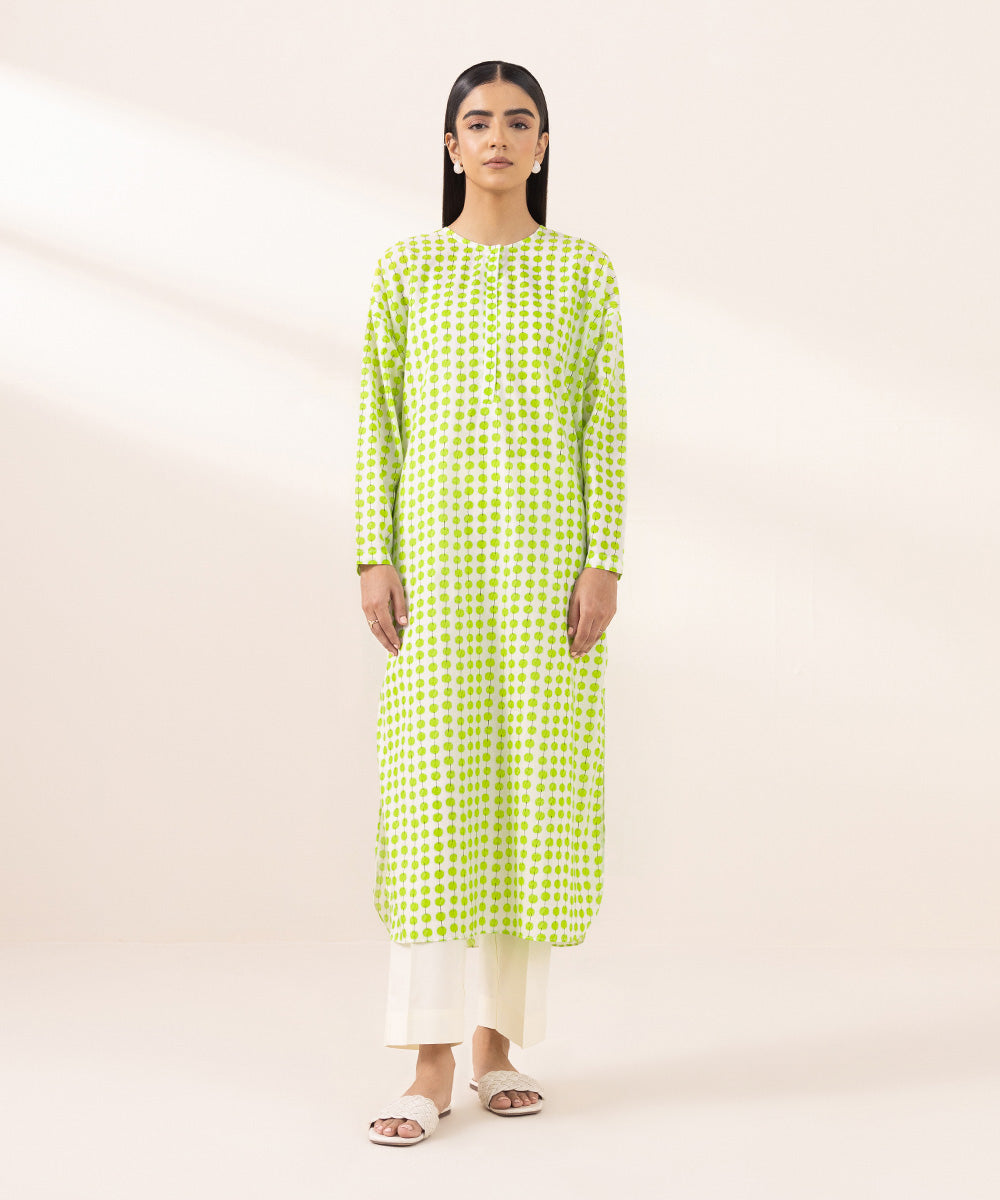 Women's Pret Lawn Printed Green Straight Shirt