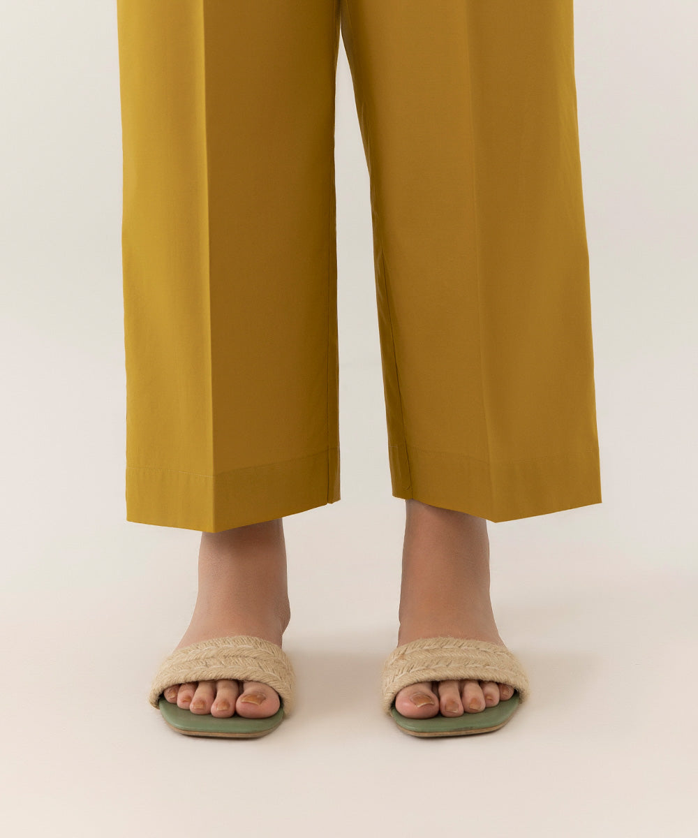 Women's Intermix Pret Cambric Printed Mustard Trousers