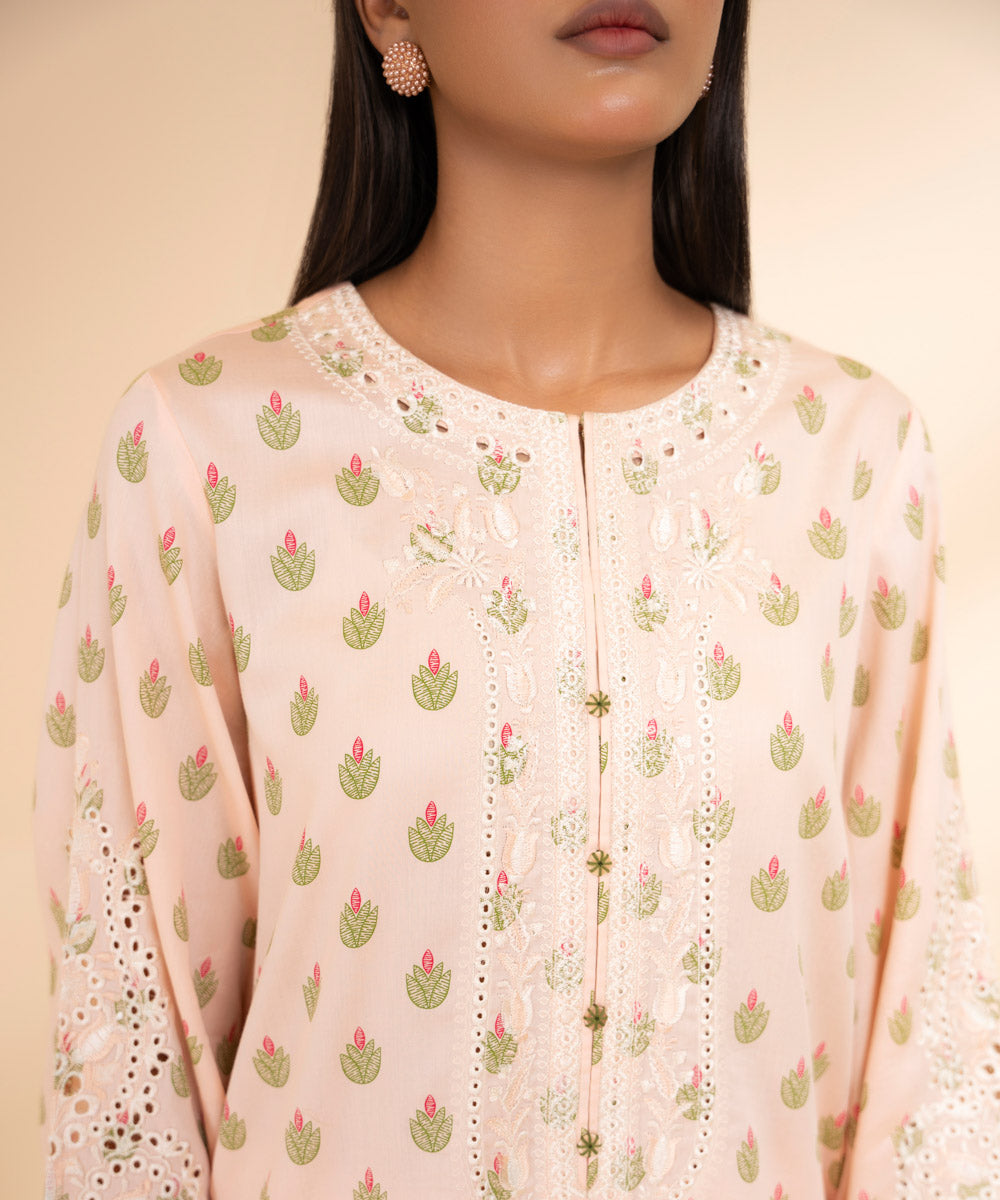 Women's Pret Luxury Satin Pink Printed A-Line Shirt