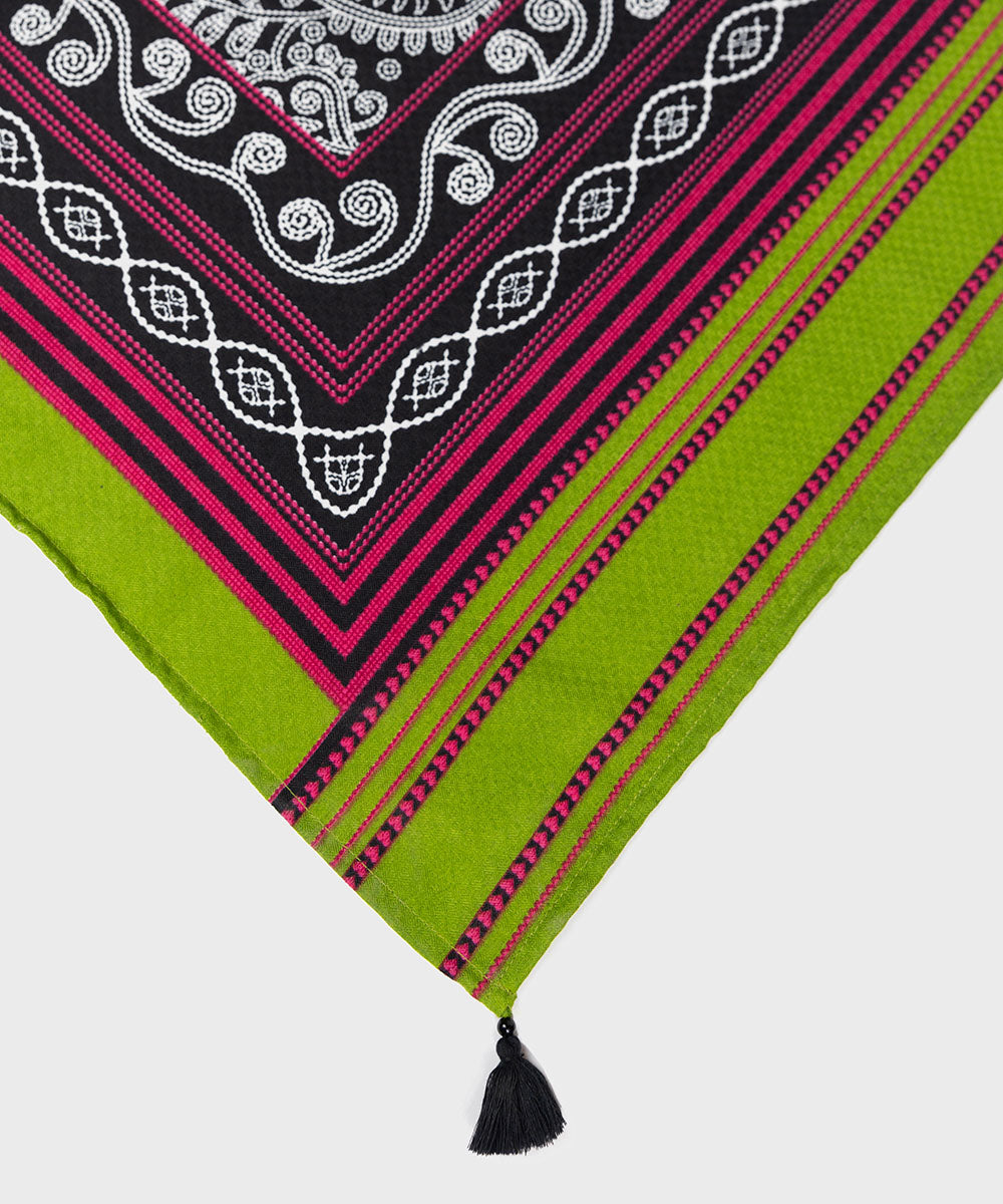 Women's Printed Black Shawl