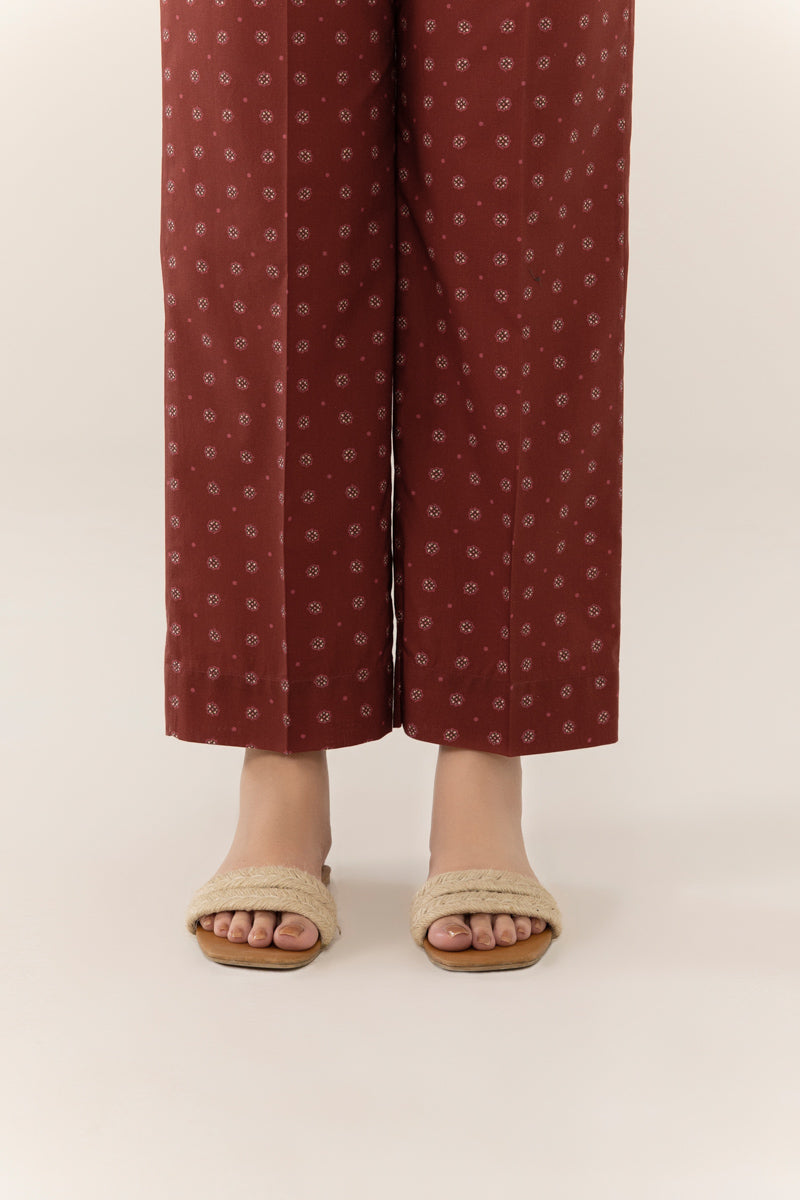 Women's Intermix Pret Cambric Printed Maroon Trousers