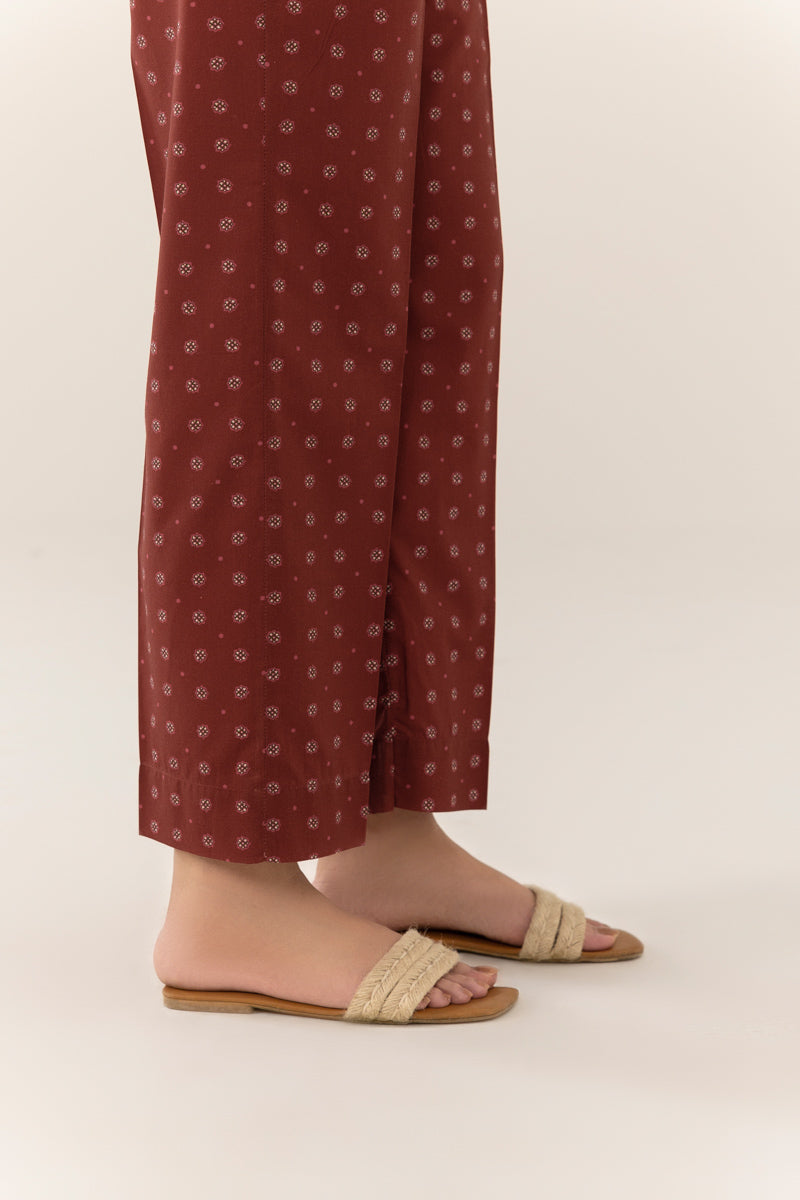Women's Intermix Pret Cambric Printed Maroon Trousers