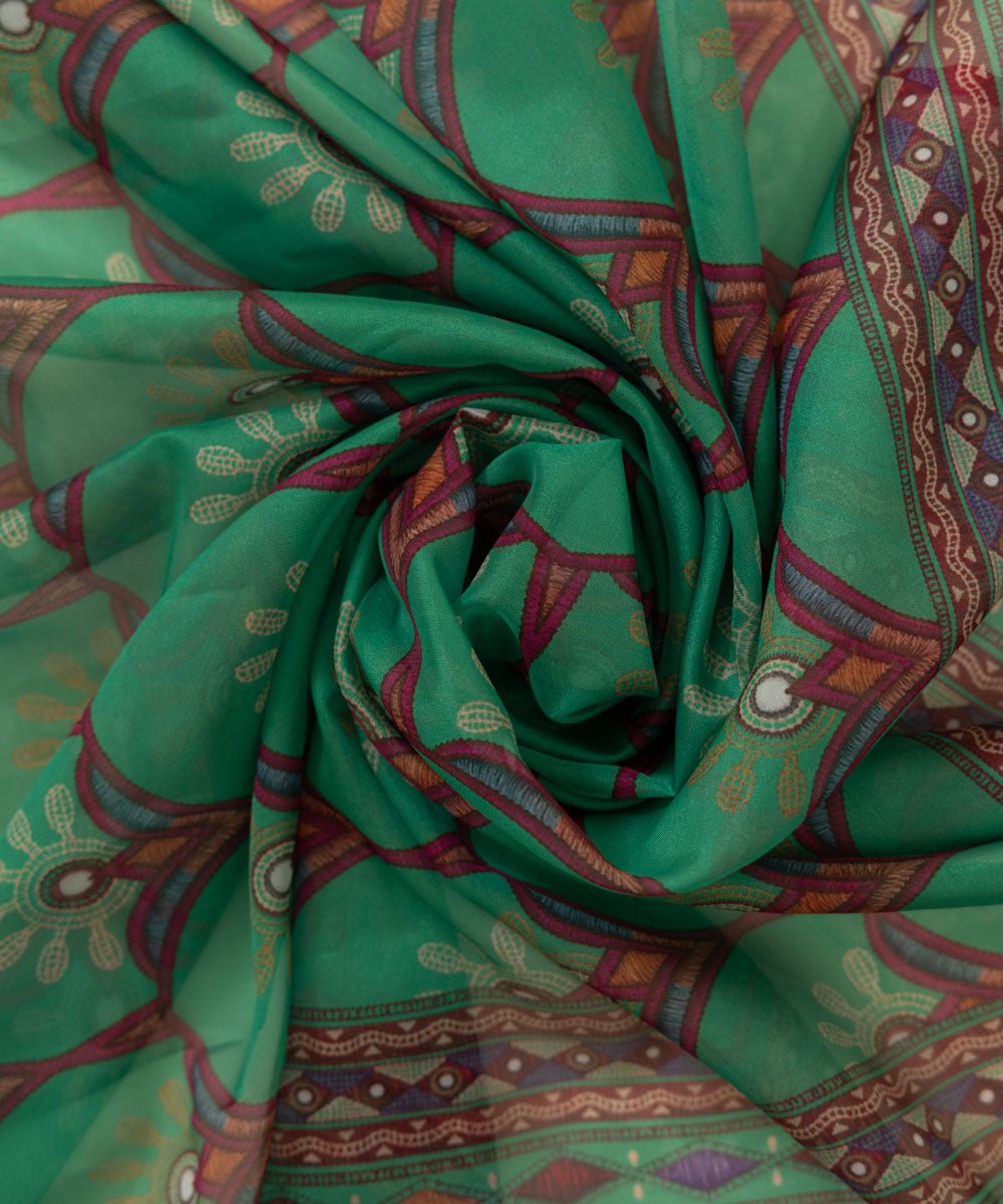 Women's Intermix Pret Printed Blended Tissue Green Dupatta