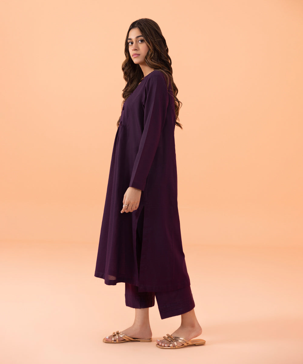 Women's Intermix Pret Solid Dobby Purple 2 Piece Suit