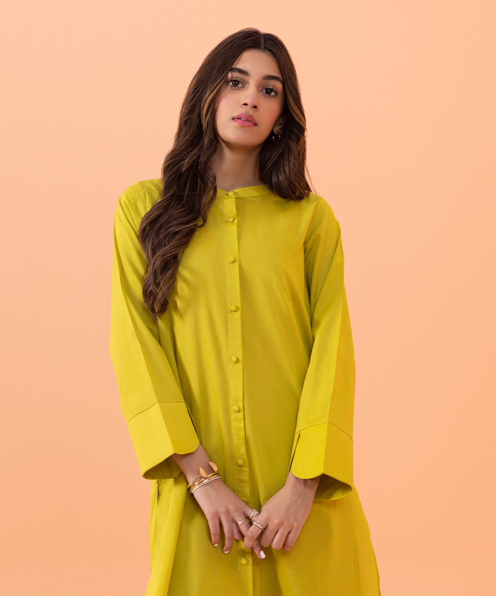Women's Intermix Pret Solid Printed Self Jacquard Light Green Shirt