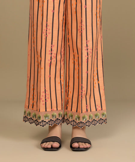 Women's Pret Khaddar Pink Printed Embroidered Culottes