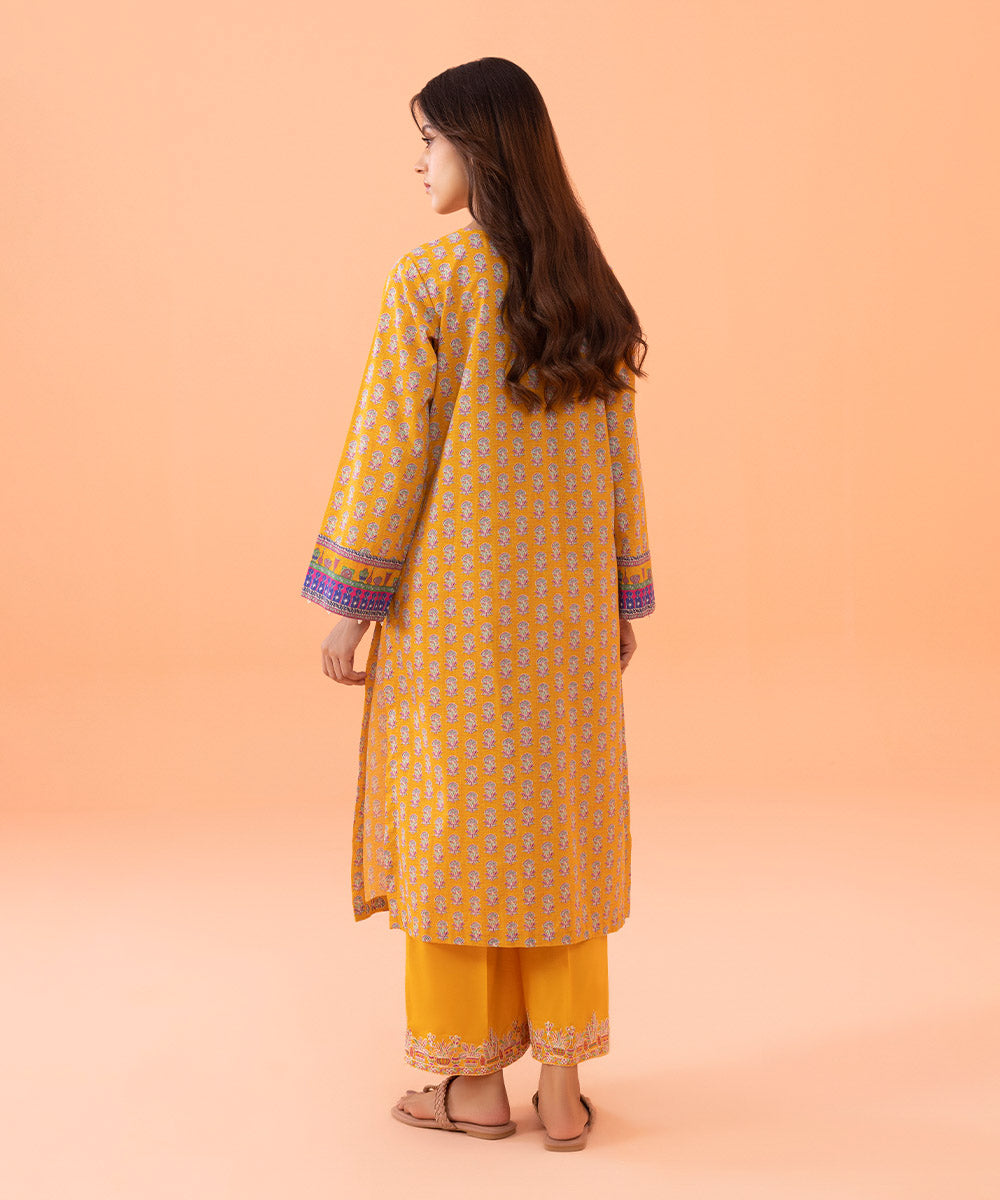 Women's Intermix Pret Embroidered Cambric Orange 2 Piece Suit