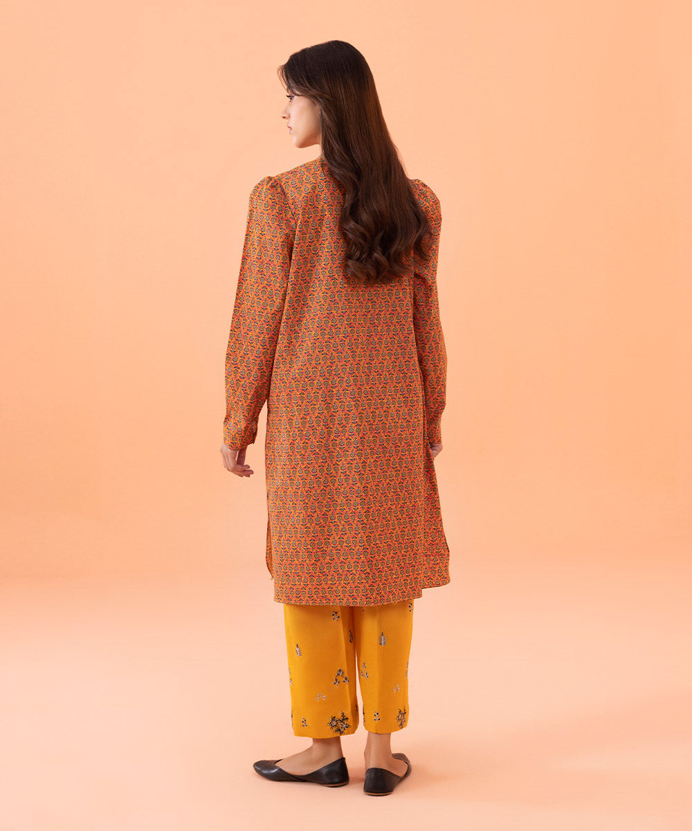 Women's Intermix Pret Embroidered Cambric Orange 2 Piece Suit