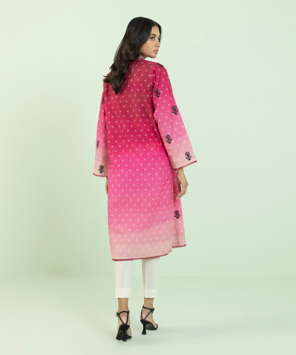 Women's Pret Khaddar Embroidered Pink Straight Shirt