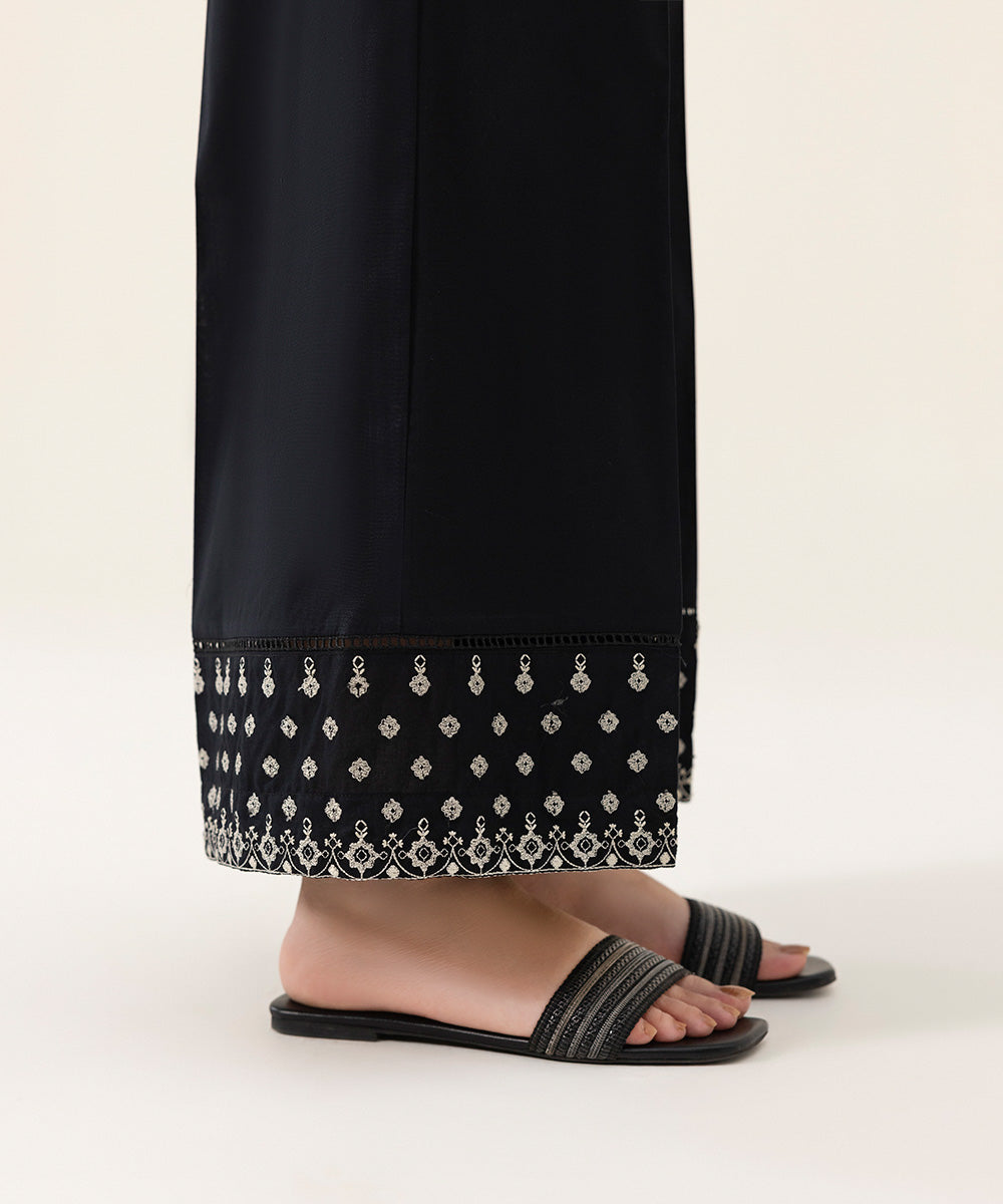 Women's Intermix Pret Cambric Embroidered Black Culottes