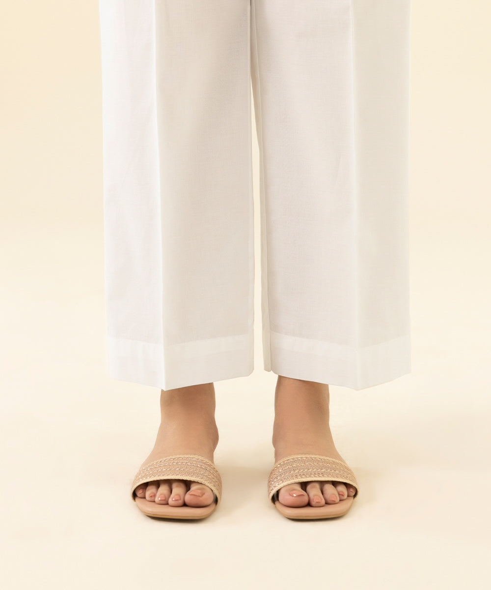 Women's Intermix Pret Cambric Plain White Trousers