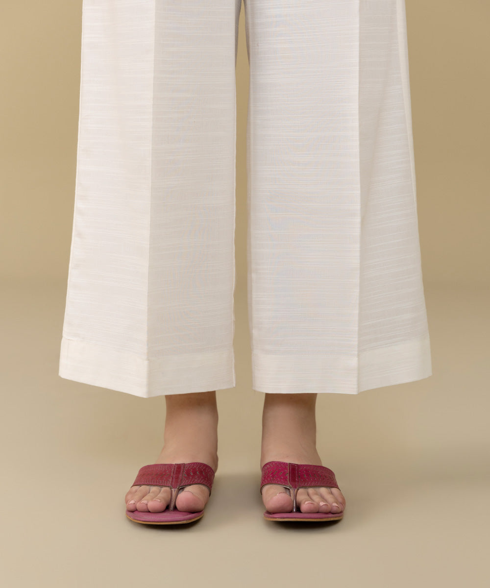 Off white cotton pant,straight Pakistani cigarette trousers