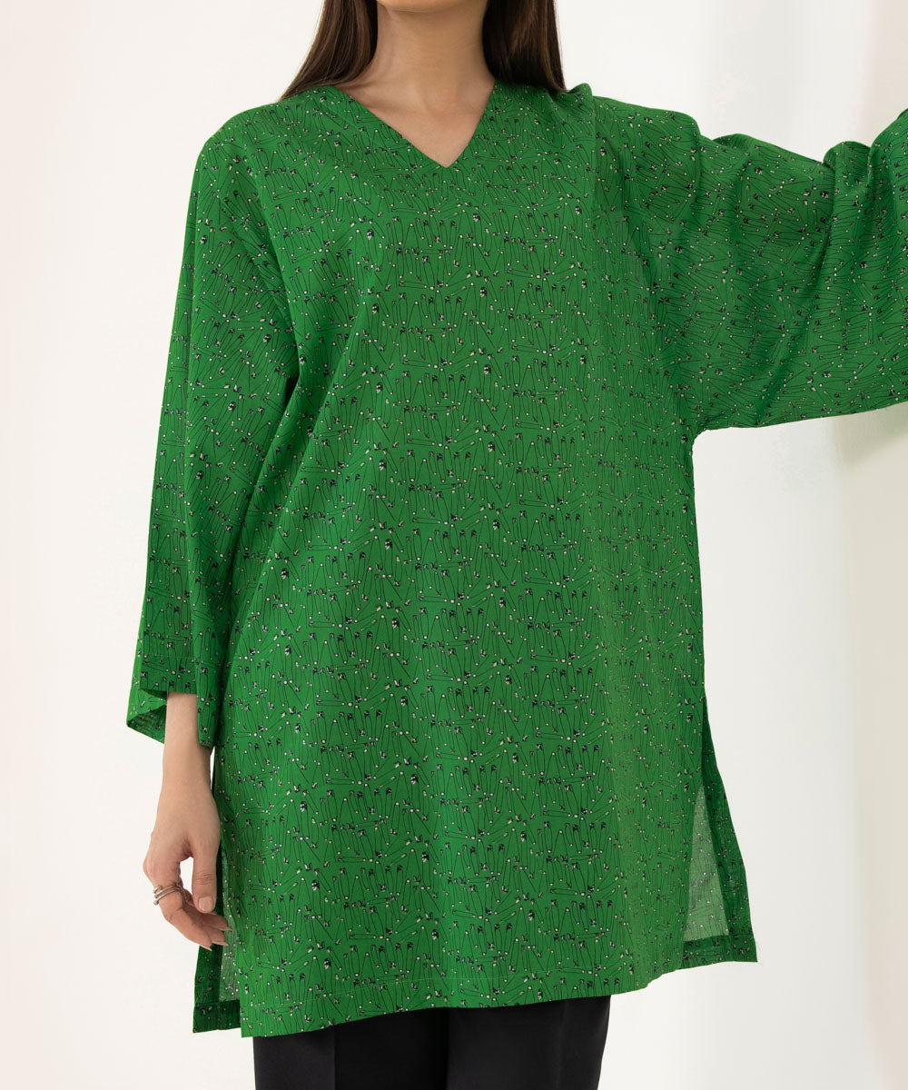 Women's Intermix Pret Lawn Printed Green Shirt