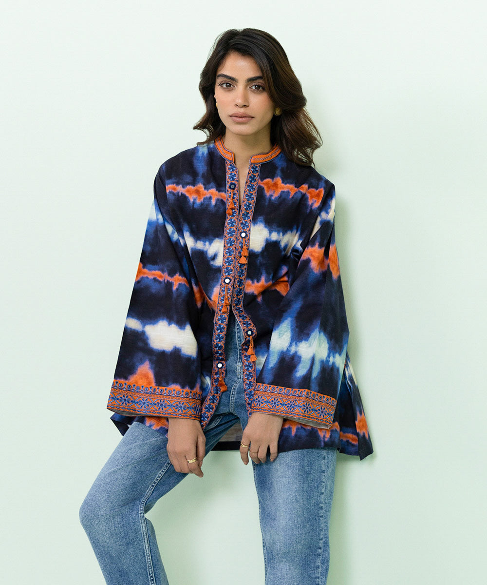 Women's Pret Khaddar Embroidered Multi Front Open Jacket