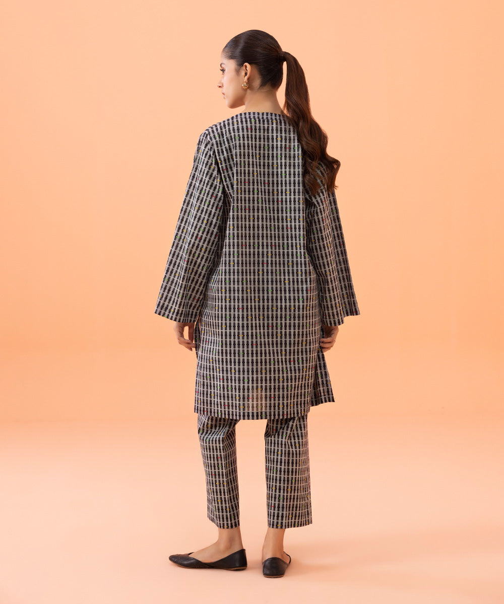 Women's Intermix Pret Printed Dobby Crepe Grey 2 Piece Suit